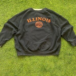 Y2K Illinois University grey/orange reversible crewneck sweatshirt Size XL